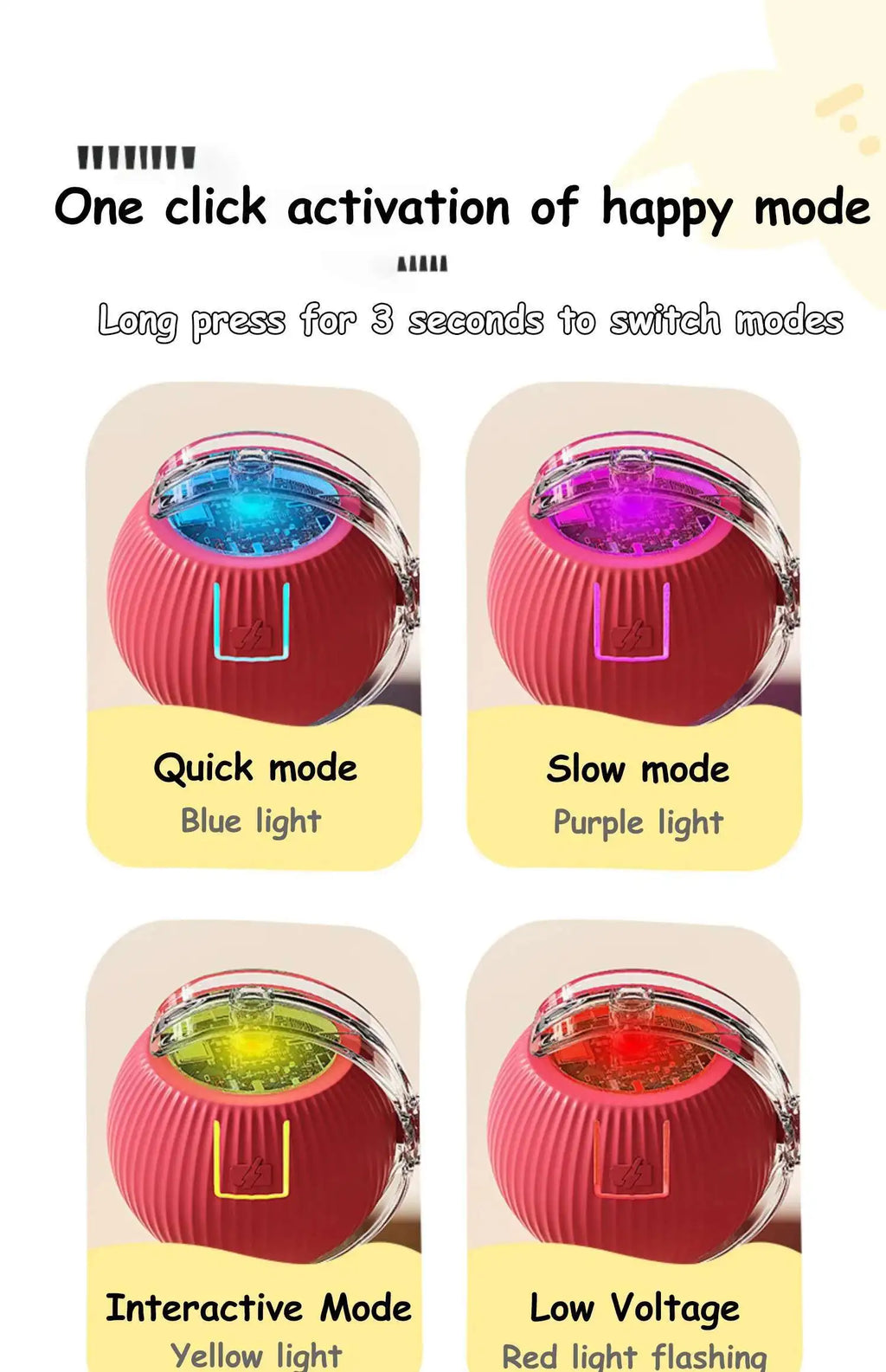 SMART RECHARGEABLE INTERACTIVE ROLLING BALL TOY FOR CATS AND DOGS