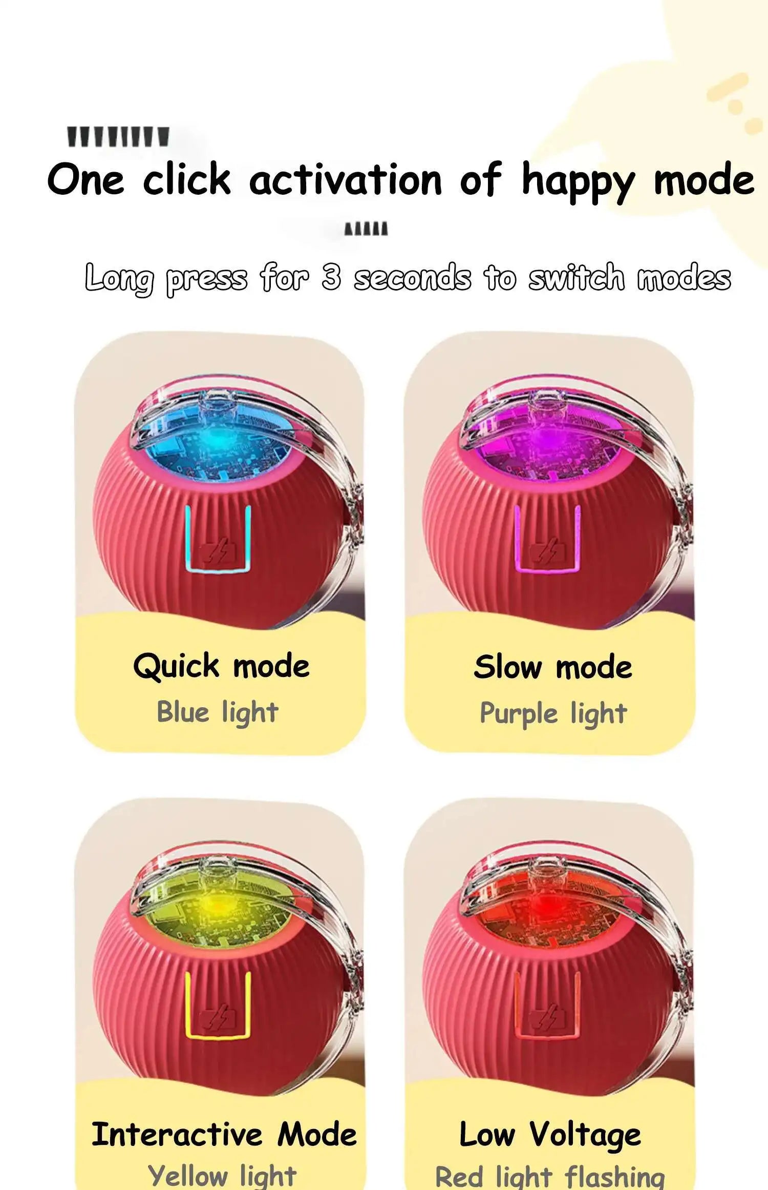 SMART RECHARGEABLE INTERACTIVE ROLLING BALL TOY FOR CATS AND DOGS