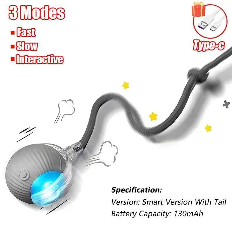 SMART RECHARGEABLE INTERACTIVE ROLLING BALL TOY FOR CATS AND DOGS