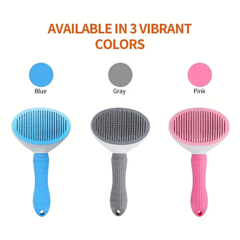ONE-CLICK SELF-CLEANING PET HAIR REMOVAL COMB FOR DOGS & CATS