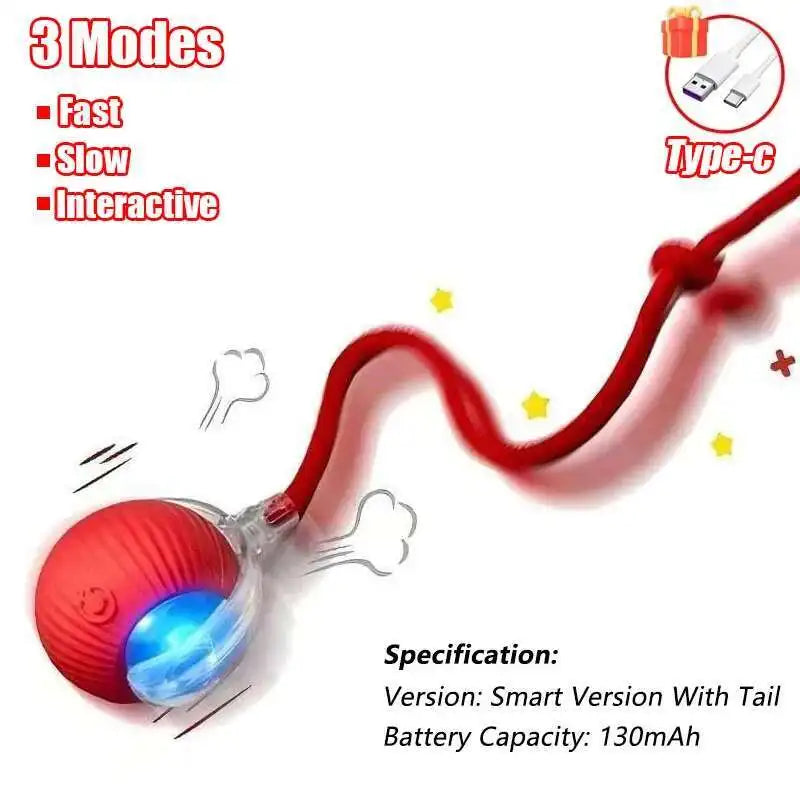 SMART RECHARGEABLE INTERACTIVE ROLLING BALL TOY FOR CATS AND DOGS