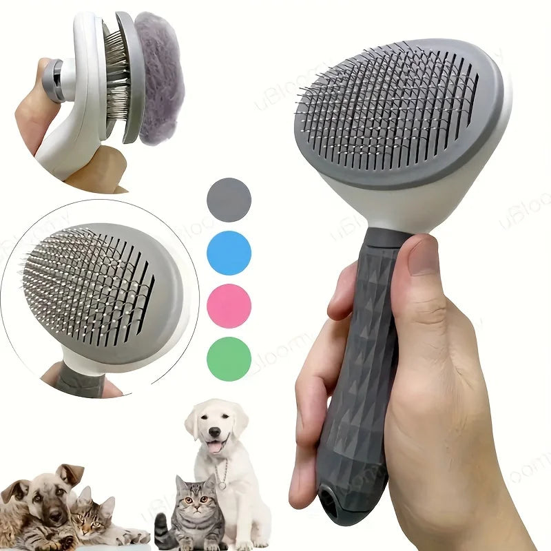 ONE-CLICK SELF-CLEANING PET HAIR REMOVAL COMB FOR DOGS & CATS
