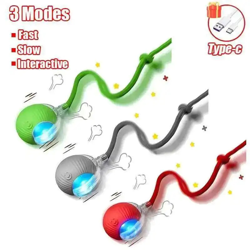 SMART RECHARGEABLE INTERACTIVE ROLLING BALL TOY FOR CATS AND DOGS
