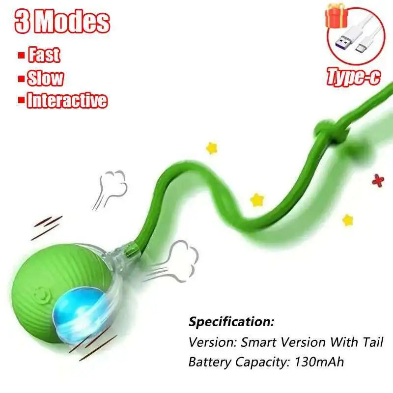 SMART RECHARGEABLE INTERACTIVE ROLLING BALL TOY FOR CATS AND DOGS