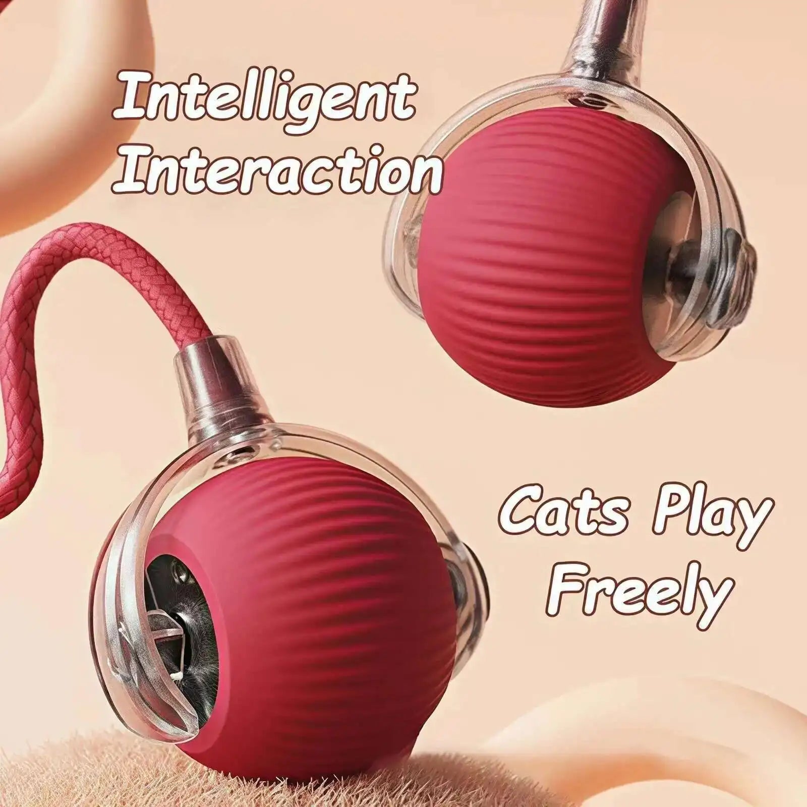 SMART RECHARGEABLE INTERACTIVE ROLLING BALL TOY FOR CATS AND DOGS