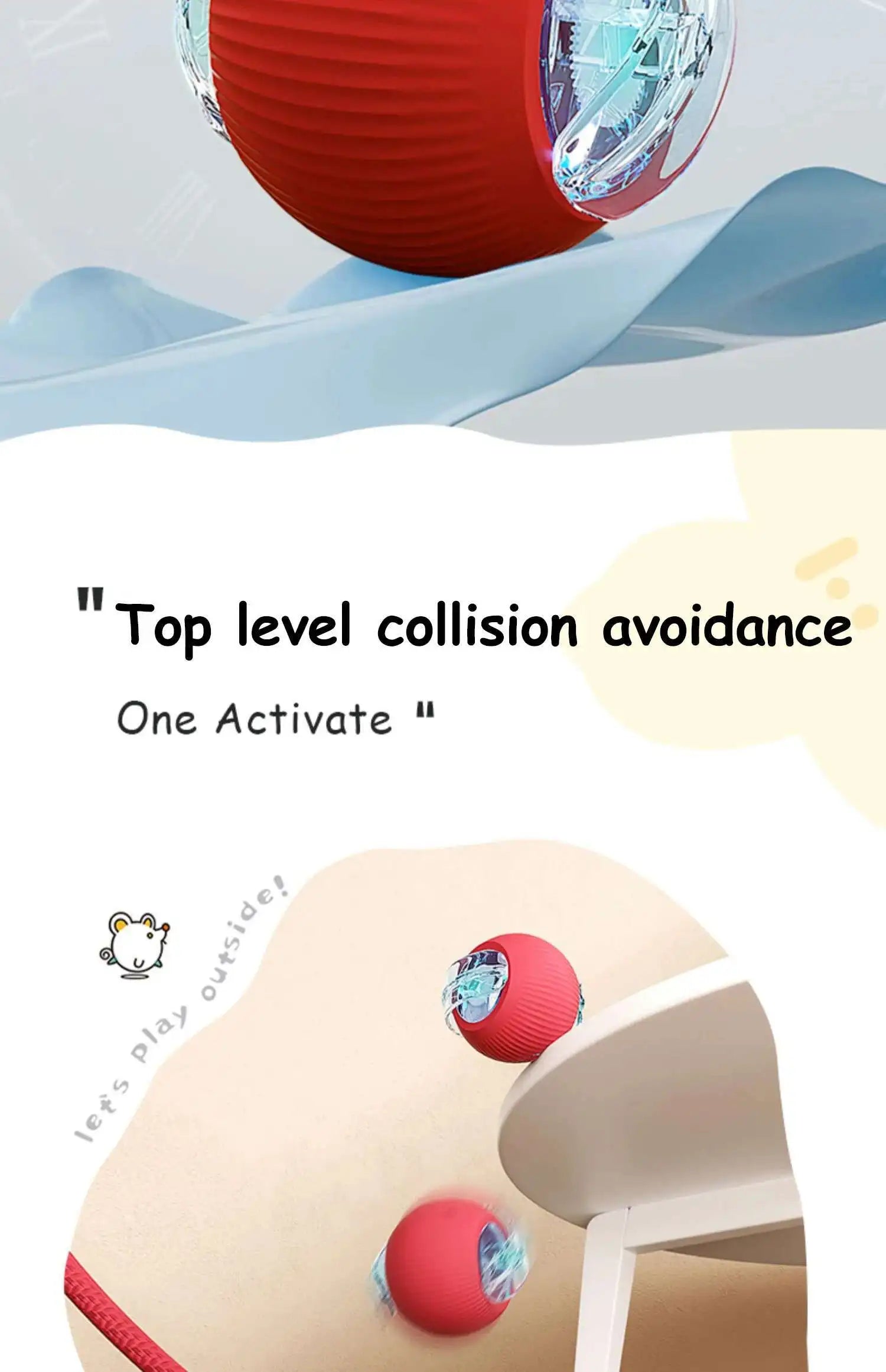 SMART RECHARGEABLE INTERACTIVE ROLLING BALL TOY FOR CATS AND DOGS