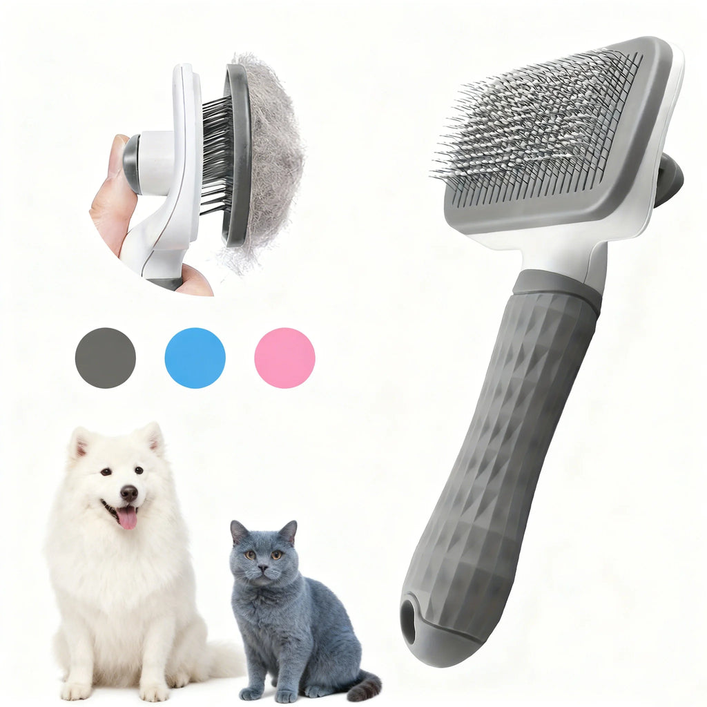 SELF-CLEANING PET MASSAGE & GROOMING BRUSH FOR CATS AND DOGS