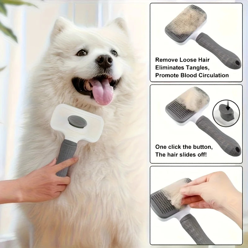 SELF-CLEANING PET MASSAGE & GROOMING BRUSH FOR CATS & DOGS