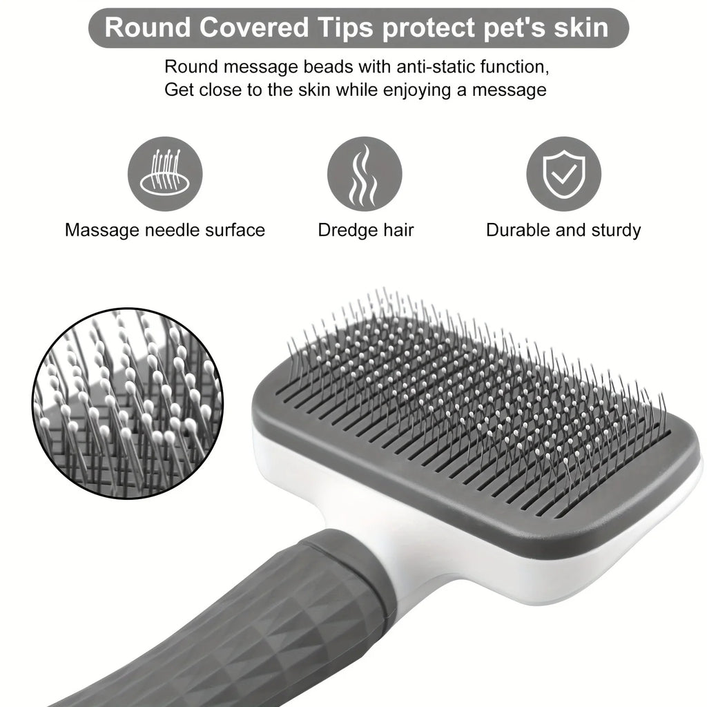 SELF-CLEANING PET MASSAGE & GROOMING BRUSH FOR CATS AND DOGS