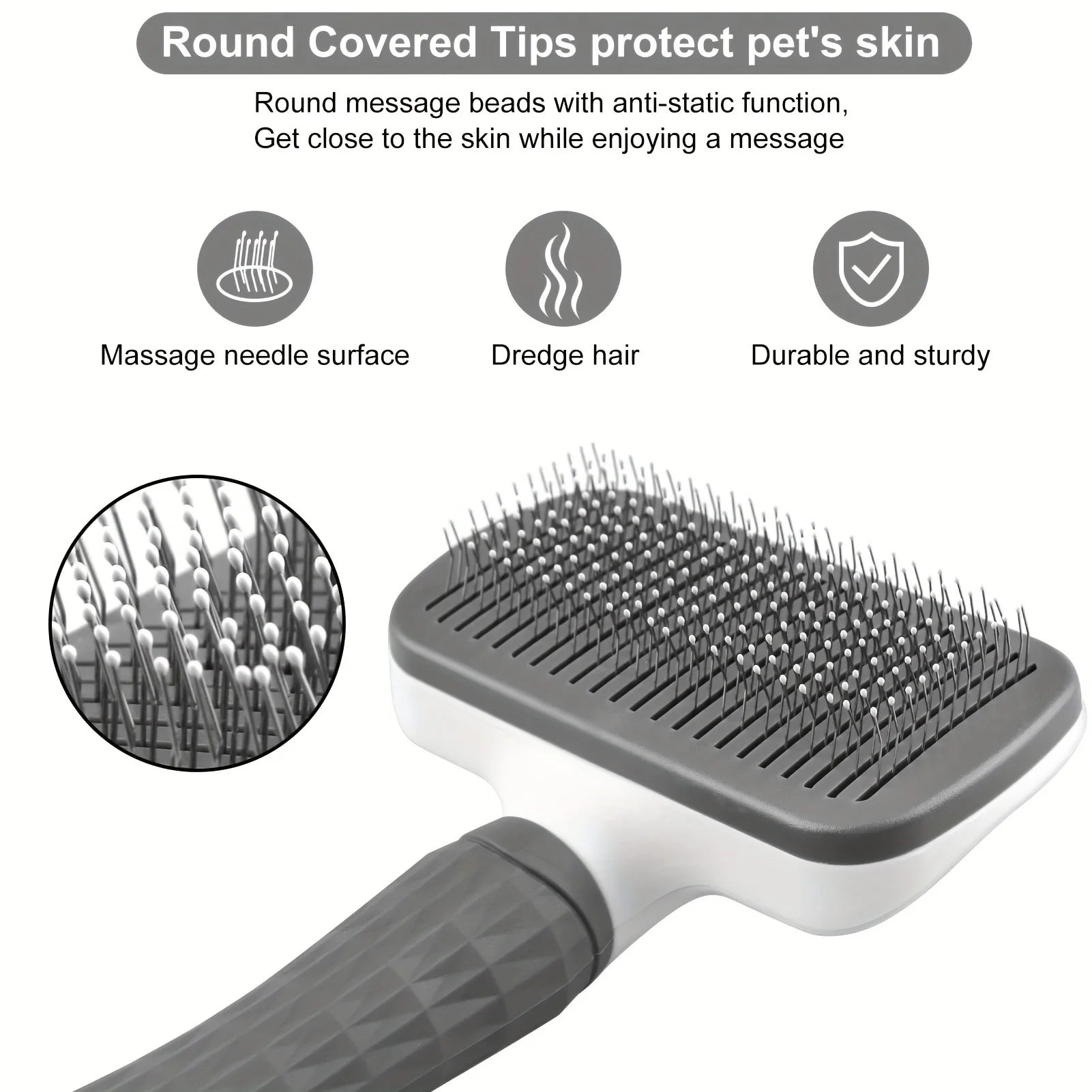 SELF-CLEANING PET MASSAGE & GROOMING BRUSH FOR CATS AND DOGS