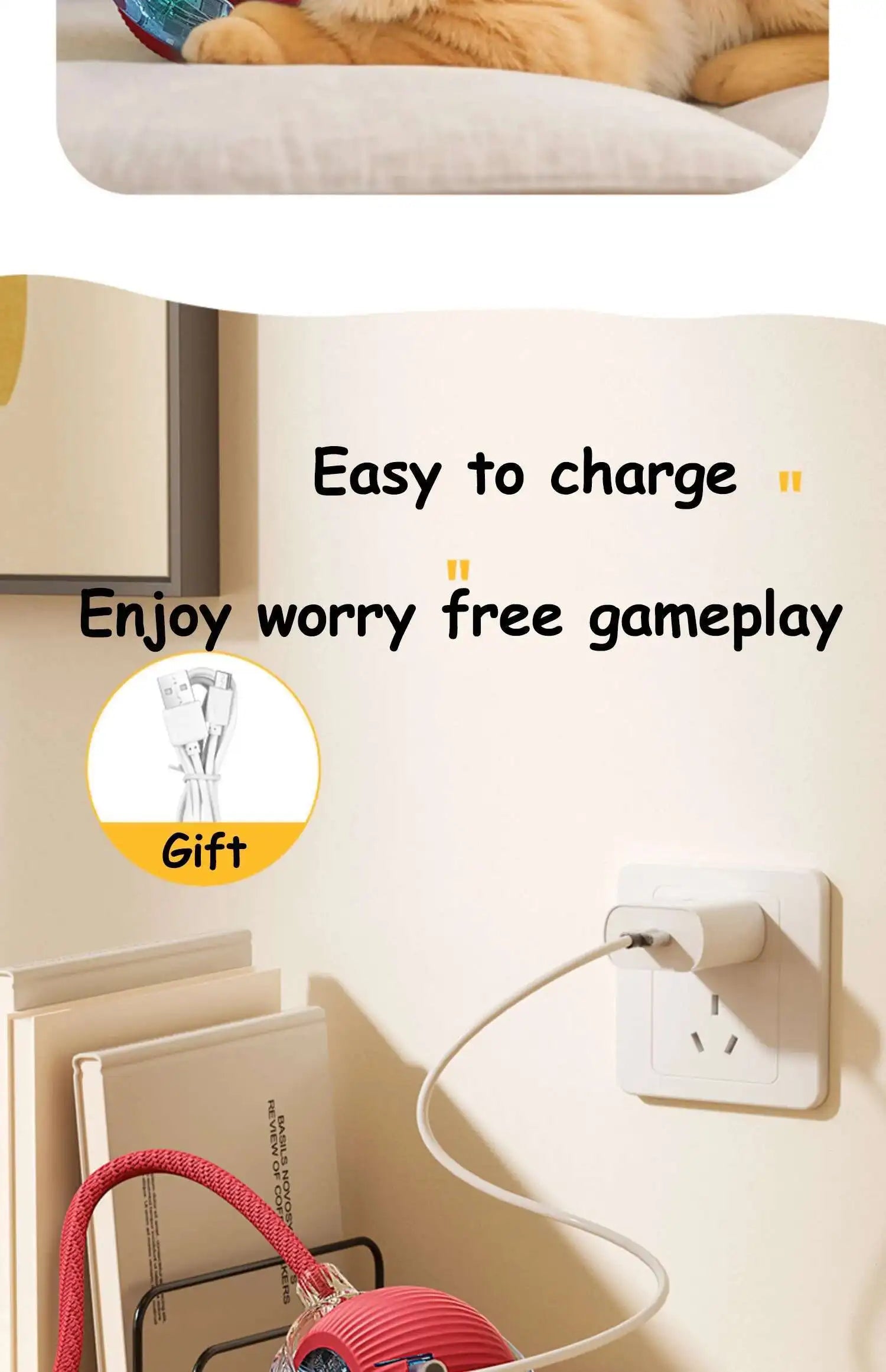 SMART RECHARGEABLE INTERACTIVE ROLLING BALL TOY FOR CATS AND DOGS