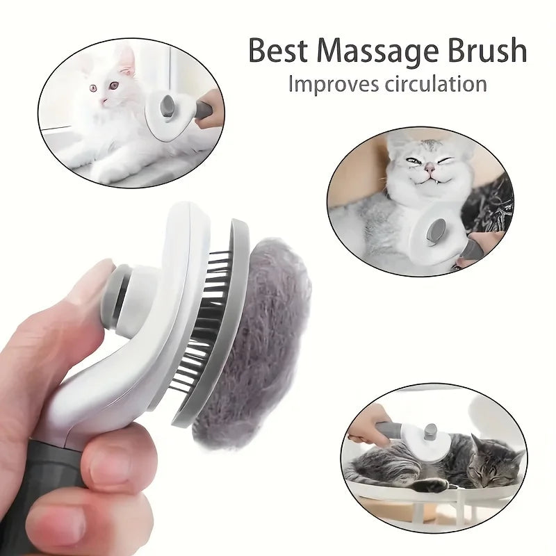 ONE-CLICK SELF-CLEANING PET HAIR REMOVAL COMB FOR DOGS & CATS
