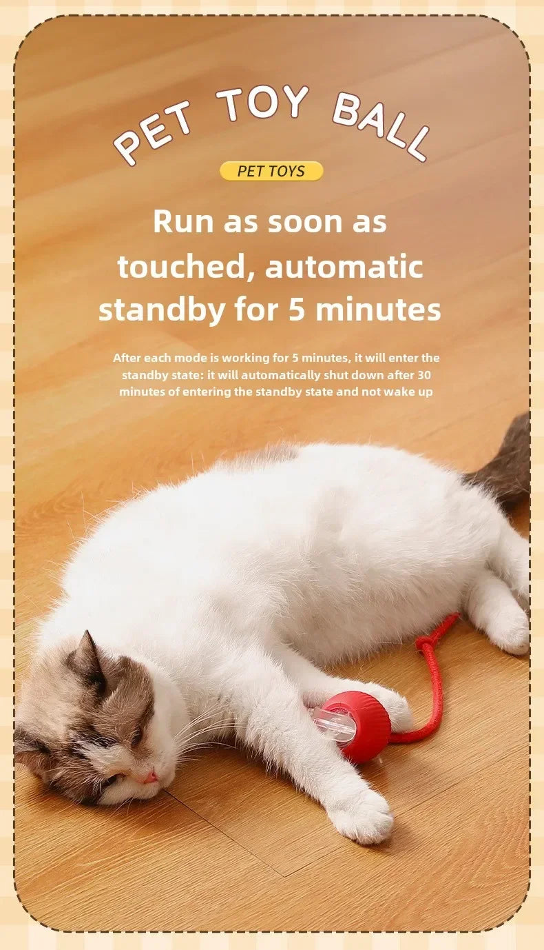 SMART RECHARGEABLE INTERACTIVE ROLLING BALL TOY FOR CATS AND DOGS